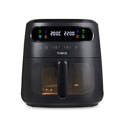 T17123, Vortx Vision 7.5L Air Fryer with Colour Digital Display, Digital Control Panel & 7 One-Touch Pre-sets, 1900W, Black by Tower
