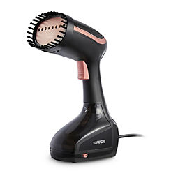 T22014RGB Vertical Handheld Clothes Garment Steamer 1000W - Black & Rose Gold by Tower