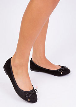 Tallulah Black Suede Wide Fit Ballerinas by Where’s That From