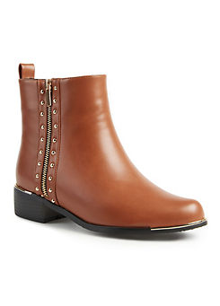 Tan Dual Studded Ankle Boots by Lunar Exclusive