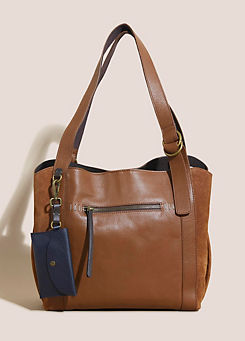 Tan Hannah Leather Tote Bag by White Stuff