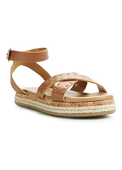 Tan Italian Leather Stud Sandals by Together