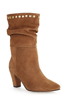 Tan Suede Studded Mid-Boots by Kaleidoscope