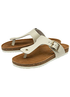 Taryn White Leather Toe Post Footbed Sandals by Dunlop