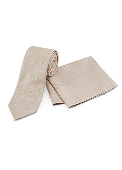 Taupe Pattern Tie & Pocket Square Set by Skopes
