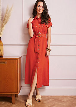 Terracotta Shirt Dress by Together