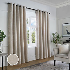 Textured Chenille Pair of Lined Eyelet Curtains by Curtina