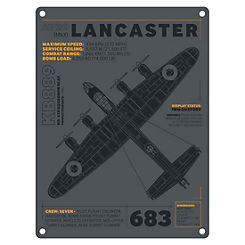 The Lancaster Bomber - Technical Image Featuring the 683 Squadron - World War Two Metal Sign for the Home by The Original Metal Sign Company