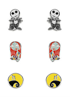 The Nightmare Before Christmas Black, White, Red & Yellow Trio Earrings Set by Disney