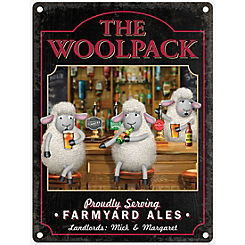 The Woolpack- Landlords- Proudly Selling Farmyard Ales Personalised Metal Sign for the Home by The Original Metal Sign Company
