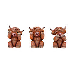 Three Wise Highland Cows Ornaments