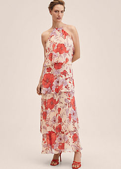 Tiered Floral Print Maxi Dress by Mango
