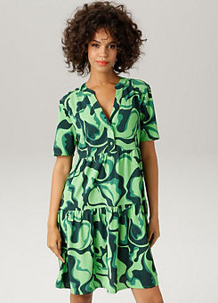 Tiered Graphic Print Summer Dress by Aniston