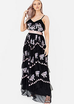 Tiered Maxi with Floral Embroidery by Maya Deluxe