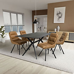 Timor Black 1.6m Table & 4 Arnhem Chairs