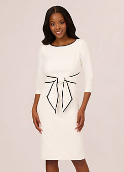 Tipped Crepe Tie Dress by Adrianna Papell