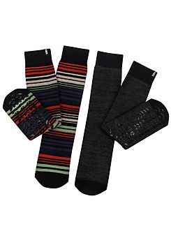 Toasties Mens Stripe Original 2 Pack Slipper Socks by Totes