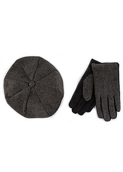 Toasties Men’s Baker Bout Tweed Cap & Smartouch Glove Set by Totes
