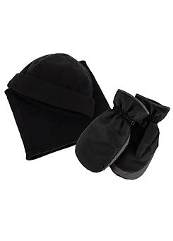 Toasties Men’s Cold Weather Thermal Set With Thermal Lined Mittens, Fleece Hat & Snood by Totes