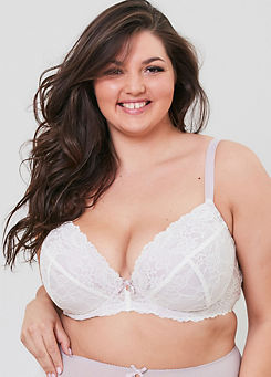 Tonal Lace Underwired Padded Plunge Bra by Oola