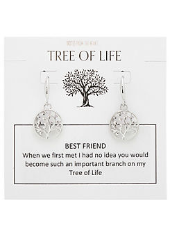 Tree of Life ’Best Friend’ Rhodium Plated Earrings by Notes From The Heart