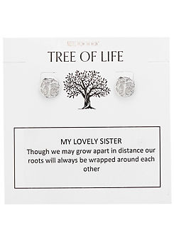 Tree of Life ’My Lovely Sister’ Stud Earrings by Notes From The Heart