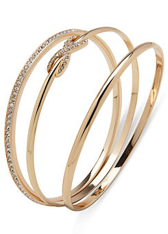 Trio Infinity Knot Bangle in Gold Tone & Crystal by Anne Klein