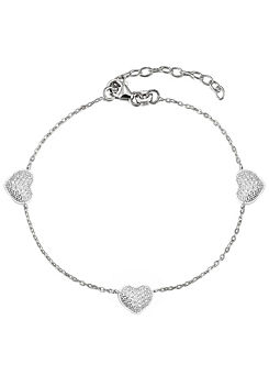 Triple Pave Heart Bracelet by For You Collection