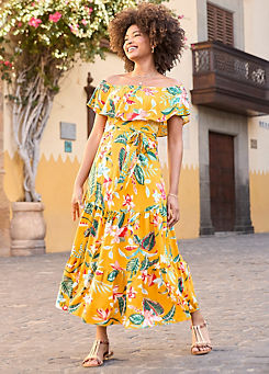 Tropical Bardot Maxi Dress by Joe Browns