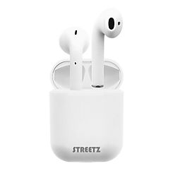 True Wireless Stereo Semi-In-Ear Earbuds With A 300Mah Charging Case - White by Streetz