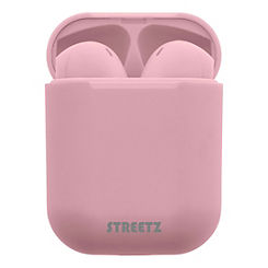 True Wireless Stereo Semi-In-Ear Earbuds with a 300mAh Charging Case  - Pink by Streetz