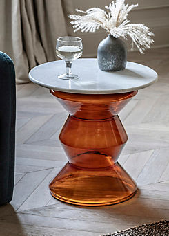 Turin Glass & Marble Side Table by Chic Living