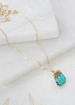 Turquoise Stone Pendant Necklace in Gold by Xander Kostroma