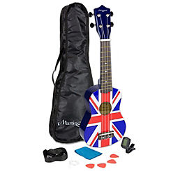 Ukulele Kit with Bag, Tuner, Strap, Picks & Spare Strings - Union Jack by Martin Smith