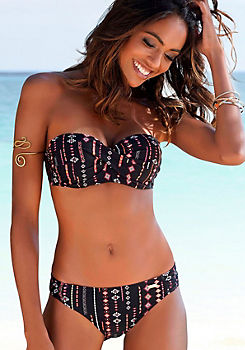 Underwired Print Bandeau Bikini Set with Removable Straps by Buffalo