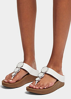 Urban White Halo Bead-Circle Leather Toe-Post Sandals by FitFlop