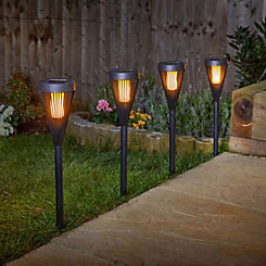 Urbane Set of 4 Flaming Stake Lights by Smart Garden