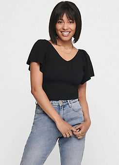 V-Neck Short Sleeve Top by Only