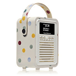 VQ Portable Retro Mini DAB & DAB+ Digital Radio Alarm Clock by View Quest - Emma Bridgewater Polka Dot