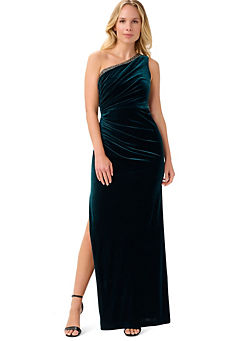 Velvet One Shoulder Gown by Adrianna Papell