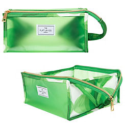 Vibey Green Frosted Jelly Open Flat Makeup Box Bag by The Flat Lay Co.