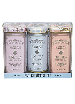 Vintage Floral Tall Tea Tin Gift Set by New English Teas