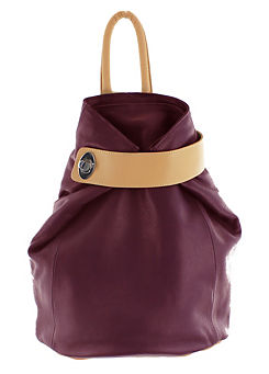 Vittoria Plum Camel Leather Backpack by Storm London