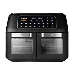 Vortx Vizion Dual Compartment 11L Air Fryer Oven with Digital Touch Panel T17102 - Black by Tower