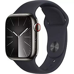Watch Series 9 GPS + Cellular 41mm Graphite Stainless Steel Case with Midnight Sport Band - M/L by Apple