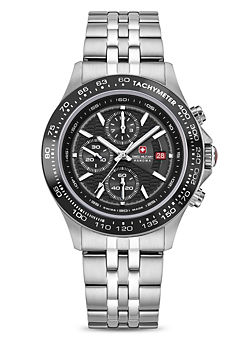 Watchman Watch Silver Case with Black Dial by Swiss Military