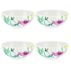 Water Garden Set of 4 Porcelain Footed Bowls by Portmeirion