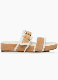 Waverley Furry Double Strap Slippers by Dune London