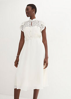 Wedding Dress with Lace Trim by bonprix