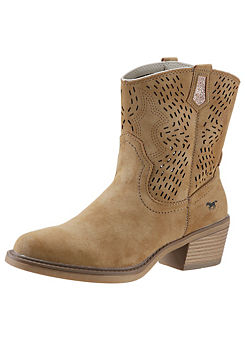 Western Block Heel Ankle Boots by Mustang
